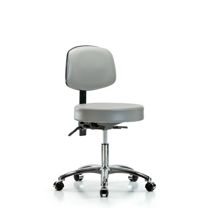Tabouret de laboratoire réglable à hauteur de bureau Daenerys, Roulettes, Colombe, Inclus