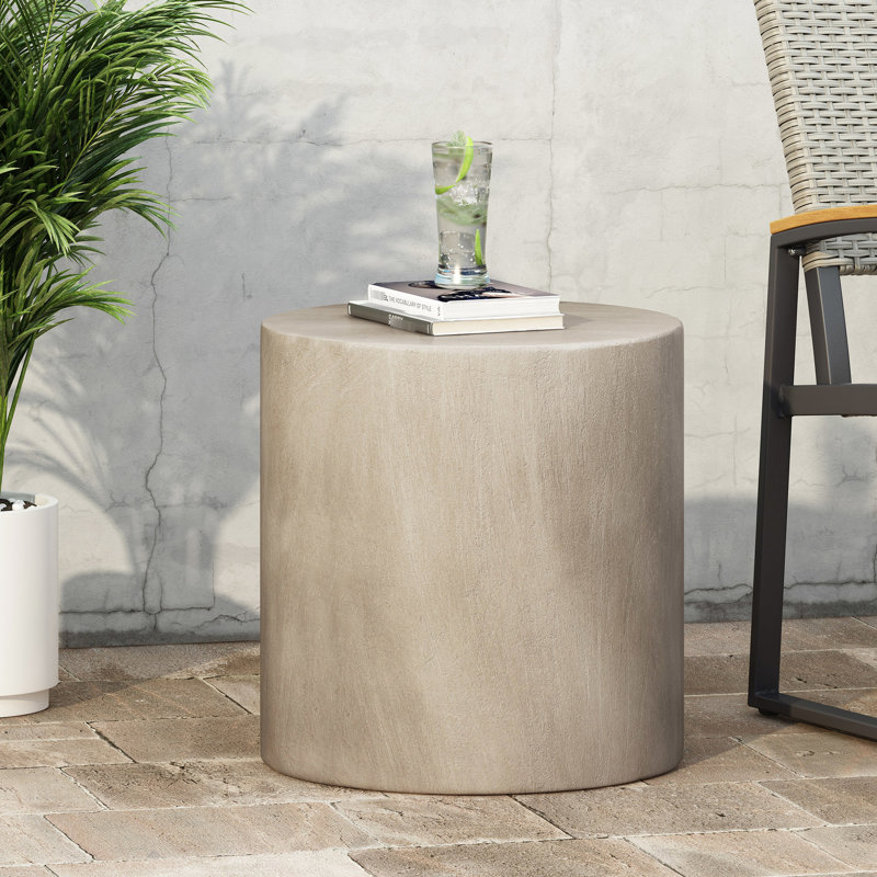 Table d'appoint d'extérieur en oxyde de magnésium gris - Design minimaliste fonctionnel et attrayant