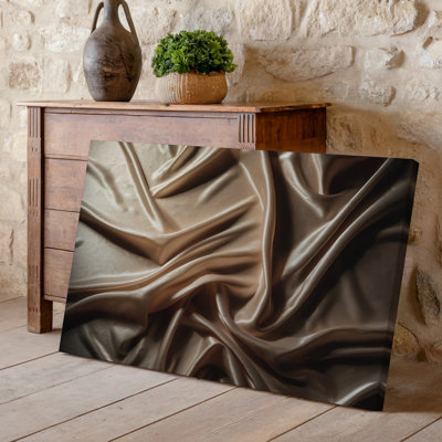 Canvas A Close Up View Of Luxurious Flowing Silk Fabric Showcasing Wall Art A Rich Creamy Beige Color Palette With Soft Reflective Canvas Wall Art
