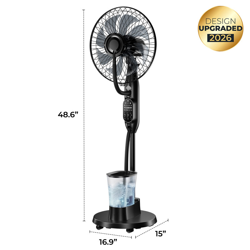 Ventilateur sur pied 16 po avec humidificateur ultrasonique intégré