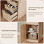 Bureau en L 63 po cannelé avec tiroirs, bureau d'ordinateur d'angle avec rangement, bureau de direction moderne avec classeur et station de charge, chêne naturel-1998527436
