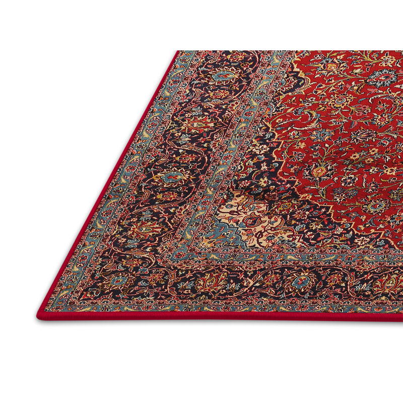 Tapis traditionnel rouge / bleu Ranger, Rectangle 2 pi x 5 pi
