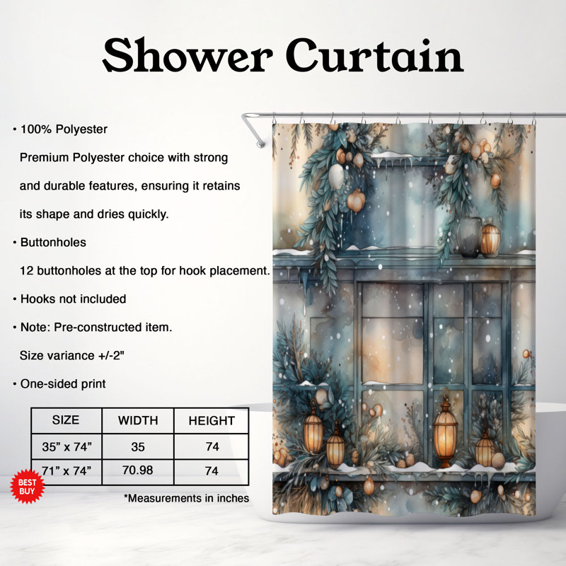 Festive Affiche - Rideau de douche Premium, H 74 po x l 71 po