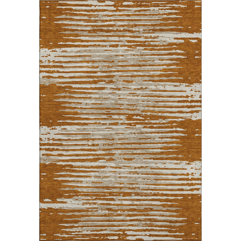 Premium Machine Washable Prisco Paprika Rug, Rectangle 2'6" x 3'10"