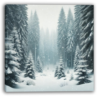 «Enchanted Winter Forest: Snowy Pine», art mural sur toile tendue