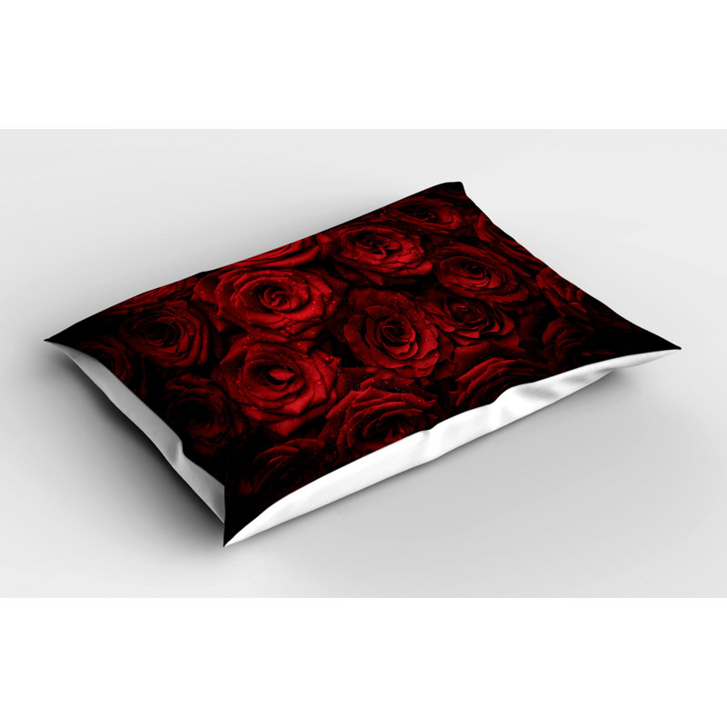 Black/Red Polyester Microfiber Piece Sham, Queen