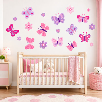 Décalcomanie murale papillon et fleur
