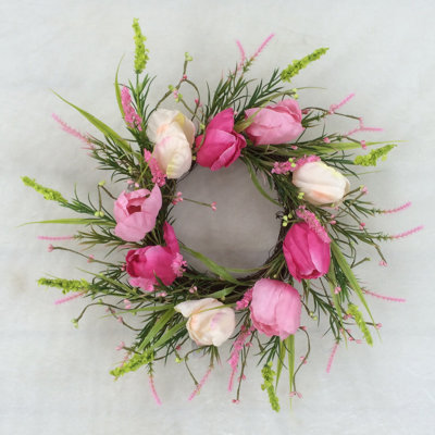 Faux Tulip 18'' Wreath