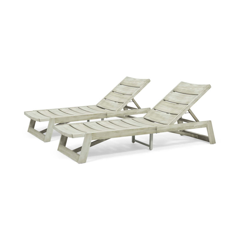 Nowakowski Outdoor Chaise Lounge, Light Gray Wash, 2
