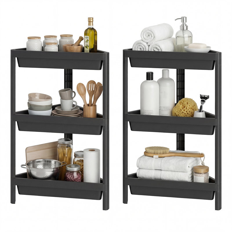 44cm W Plastic Shelving Unit, Black