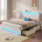 Upholstered Platform Bed Frame with Wingback Headboard & LED Lights& 4 Storage Drawers-966201852-966201853