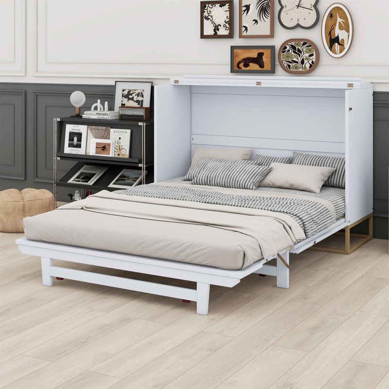 Murphy Bed With Iron Legs, Modern Design, White