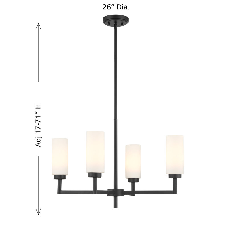 Oreane 4-Light Chandelier in Matte Black, Matte Black