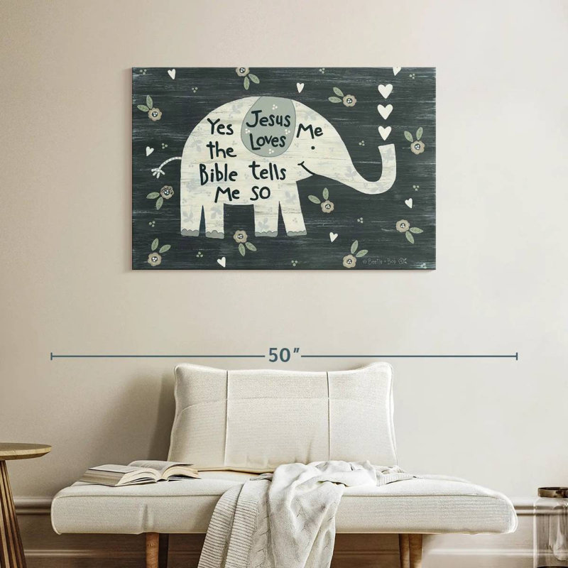 Tergel Jesus Loves Me Elephant, H 26 po x l 39 po