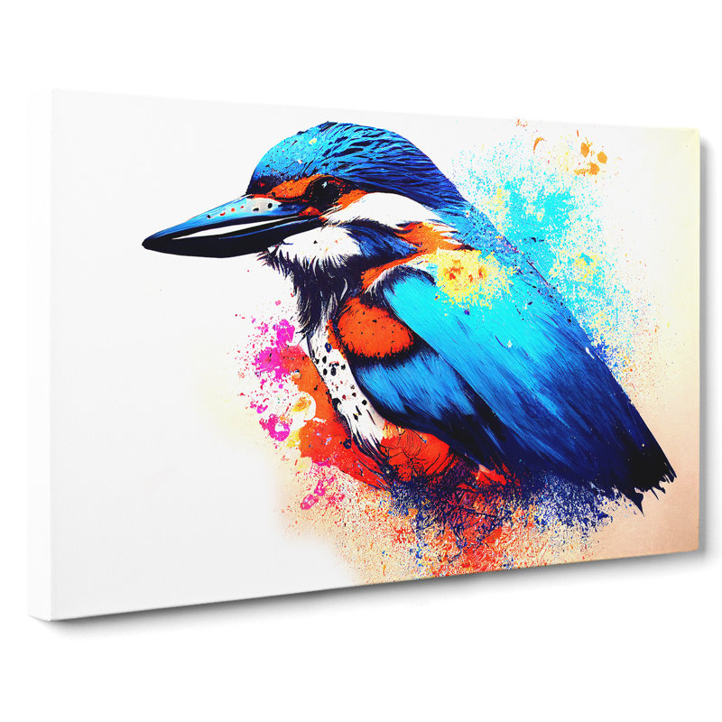 Kingfisher Bird Splash - Wrapped Canvas, 35cm H x 50cm W x 3cm D