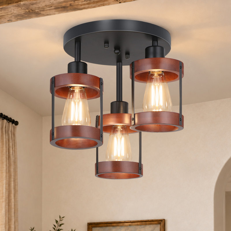 3-Light Farmhouse Semi Flush Mount Ceiling Light