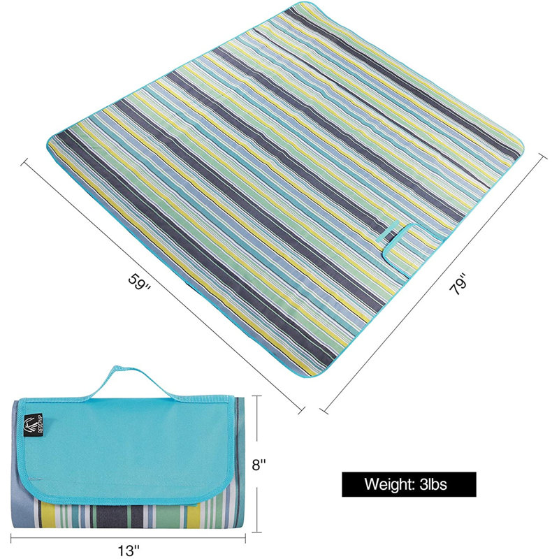Couverture extérieure imperméable pour pique-nique Oxford, service pour 4, Bleu / jaune / vert
