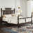 Wood Frame Four Poster Platform Bed with Crown-like Headboard-270865186-270865187