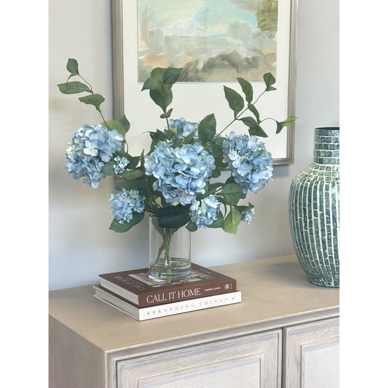 Hydrangea In Glass Vase With Acrylic Water