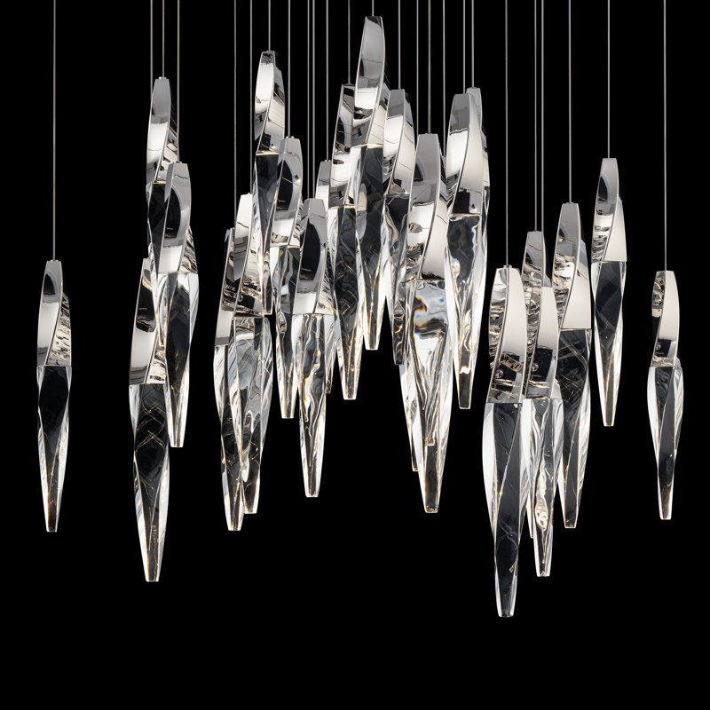 Kindjal 25 Light Crystal LED Multi-Light Pendant, Polished Nickel