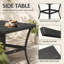 Ensemble de deux fauteuils à bascule d'extérieur en métal avec coussins et table basse pour la détente-232741625