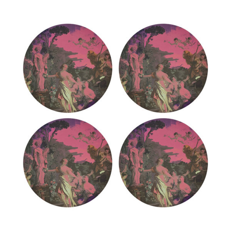 Sous-verres ronds en cuir rose de Chypre, Rose pop