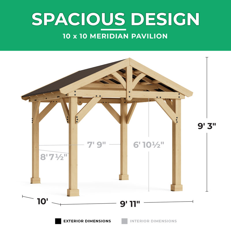 10 pi. L 10 pi. D Pavillon de jardin en bois massif