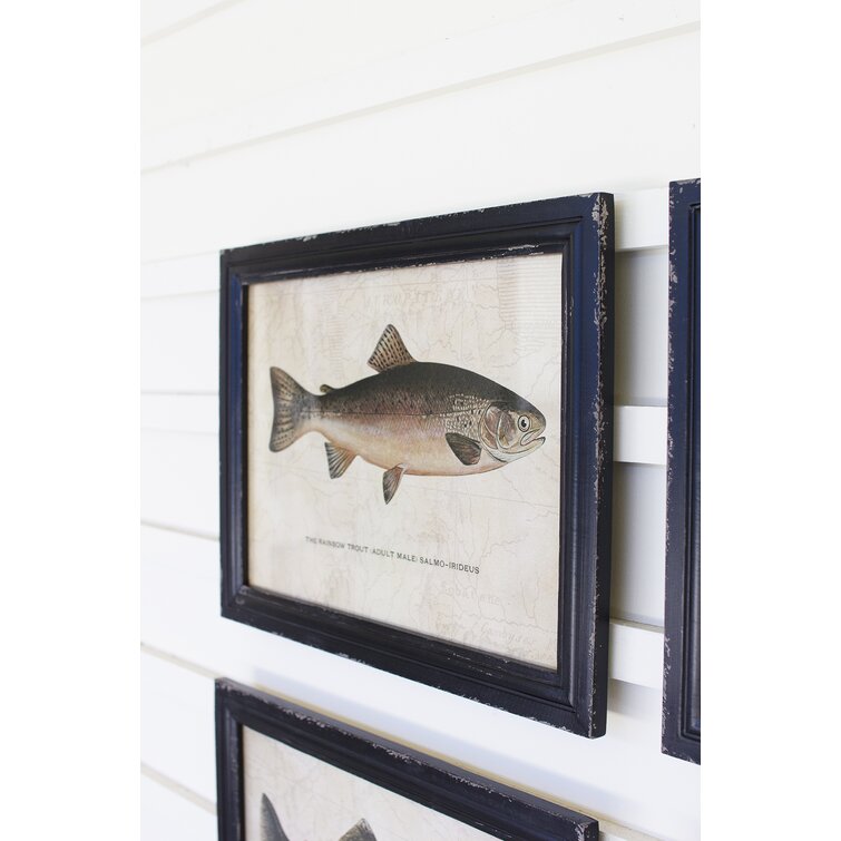 Trout Prints Under' 4 Piece Picture Frame Graphic Art Set On Glass
