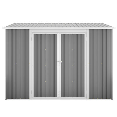 8 Ft. W X 6 Ft. D Metal Lean-to Storage Shed Two Entrances Three Doors With Foundation Kit