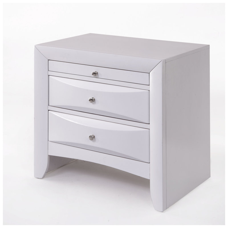 Table de chevet moderne avec tiroirs Ireland - Finition blanche avec tiroirs