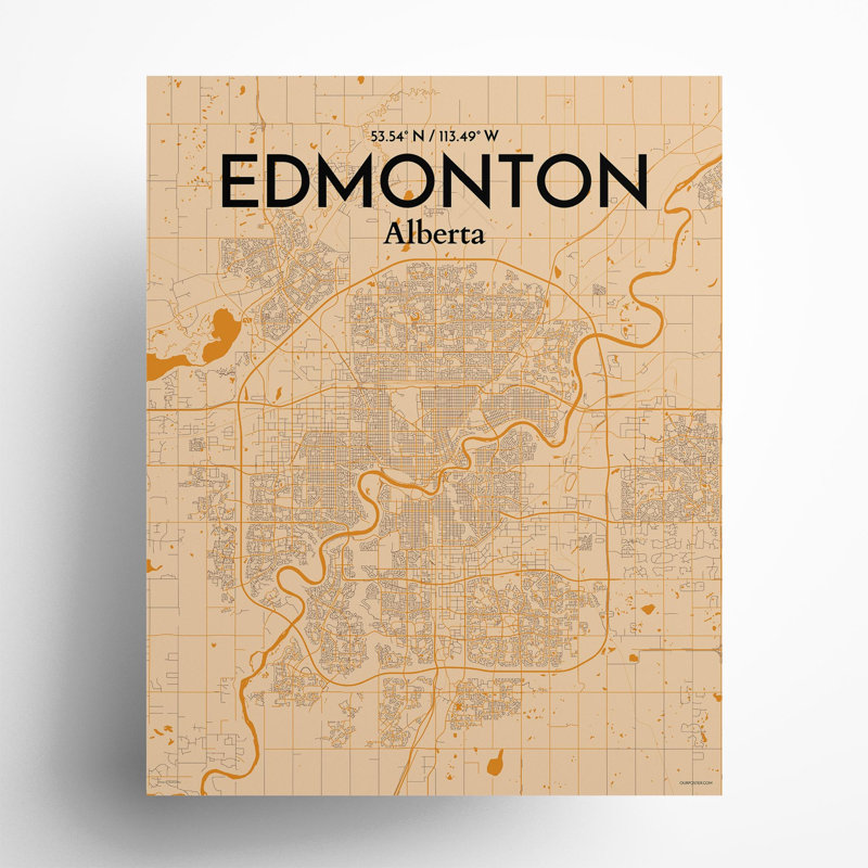 Edmonton City Map, impression, H 20 po x l 16 po