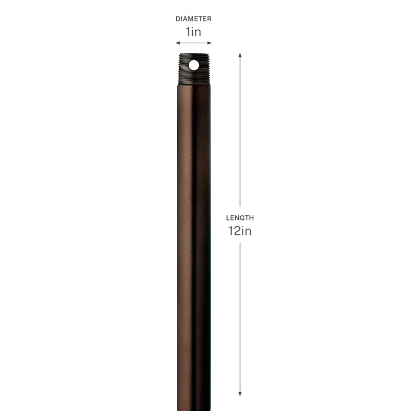 Tige de ventilateur de plafond en bronze brossé à l'huile 12 po, H 12 po x l 0,75 po x P 0,75 po, Bronze huilé