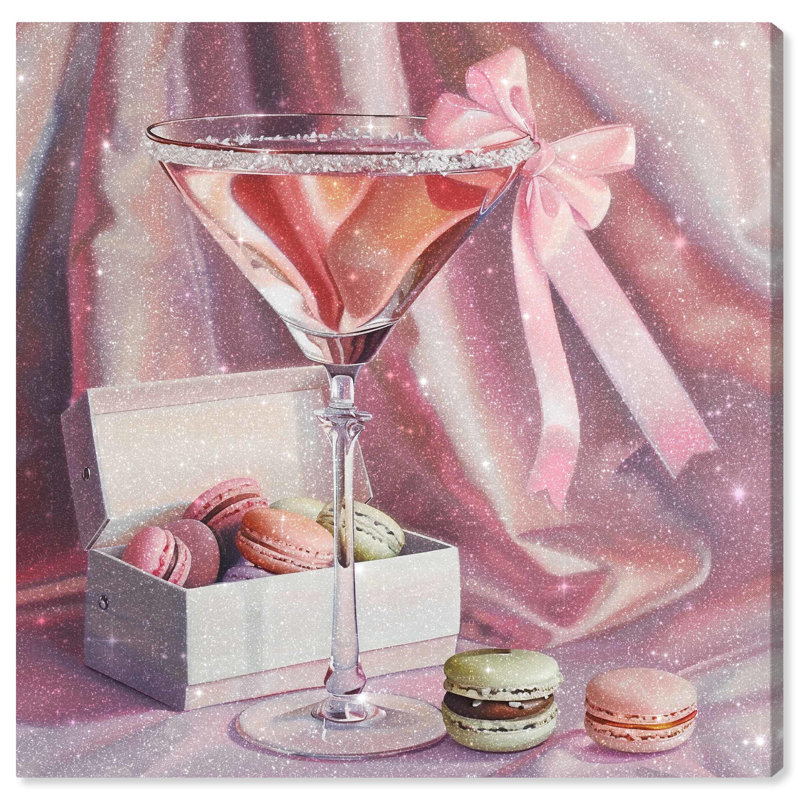 Art sur toile Macarons and Drink, Toile tendue, H 30 po x l 30 po