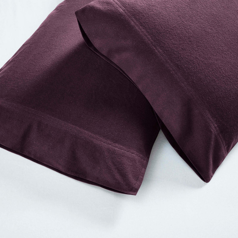Modern All Season Solid Flannel Cotton Pillowcase, King Pillowcase, Purple