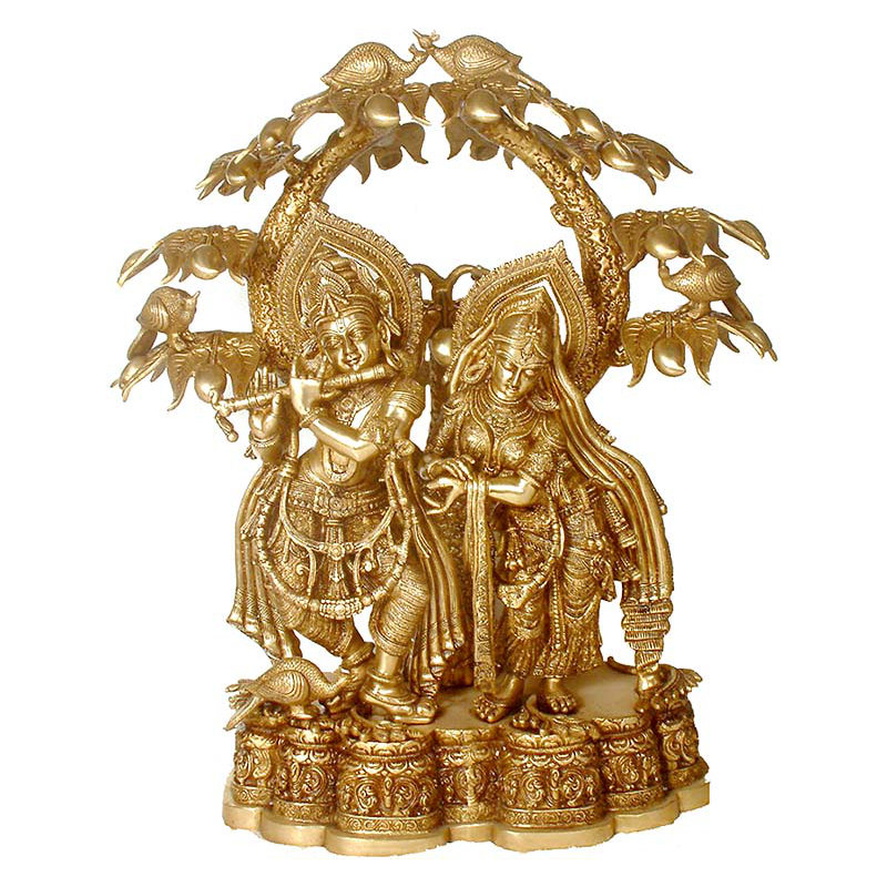 Radha Krishna de grande taille sous l'arbre Kadambo