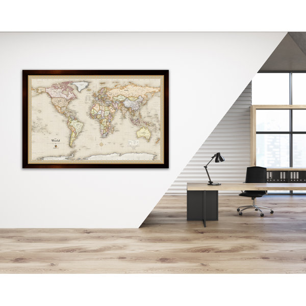 World Map Cork Bulletin Board with Push Pins Picture Travel Art 