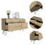 Commode double, quatre tiroirs, plateau supérieur, pieds en épingle à cheveux, chêne clair
