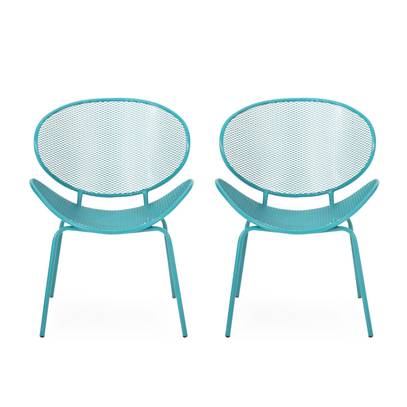 Chaise d'extérieur - Coquille de fer bleu sarcelle, l 24,92 po x P 26,19 po, H 34,53 po pour 2 chaises de patio