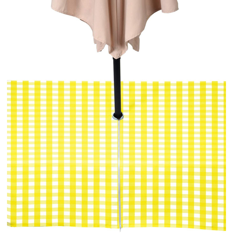 Picnic Check Outdoor Water Repellent Tablecloth, 120" x 60", Yellow
