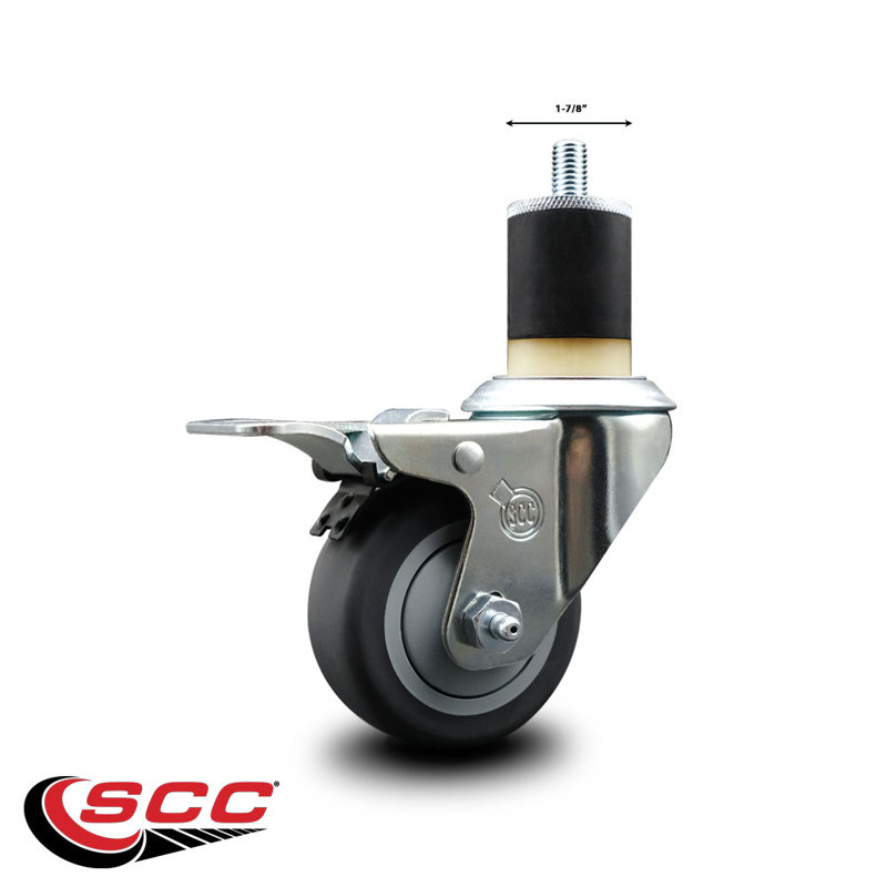 Roue extensible en caoutchouc thermoplastique pivotant à verrouillage total 1-7 / 8 pouces SCC