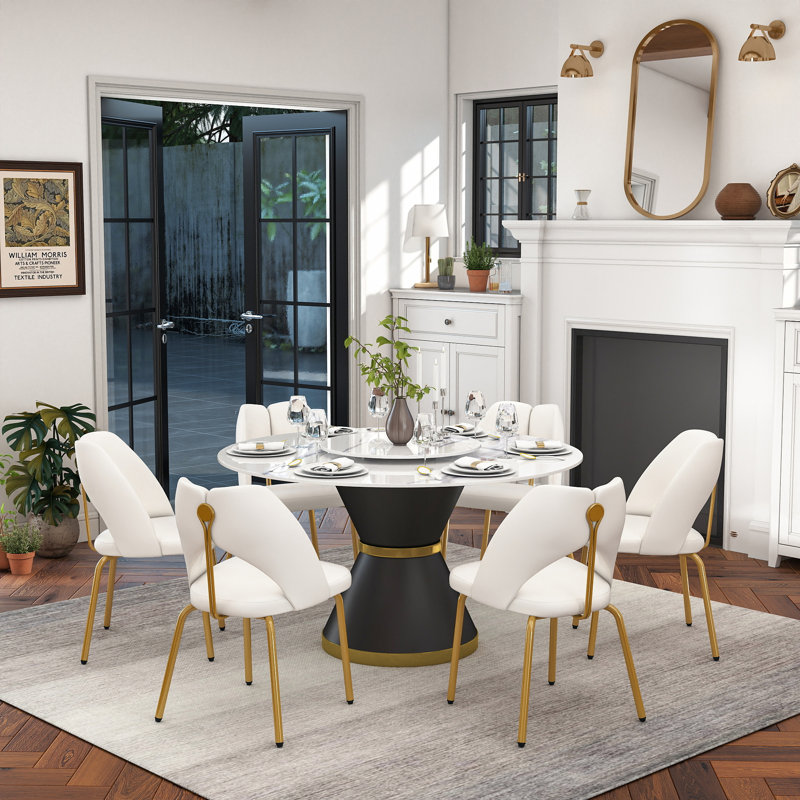 Table de salle à manger Ryding, H 29,5 po x L 53 po x l 53 po, Blanc