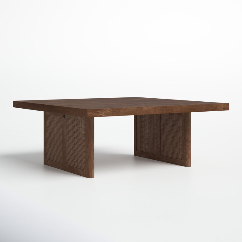 Medium Brown Mango Wood and Cane Coffee Table