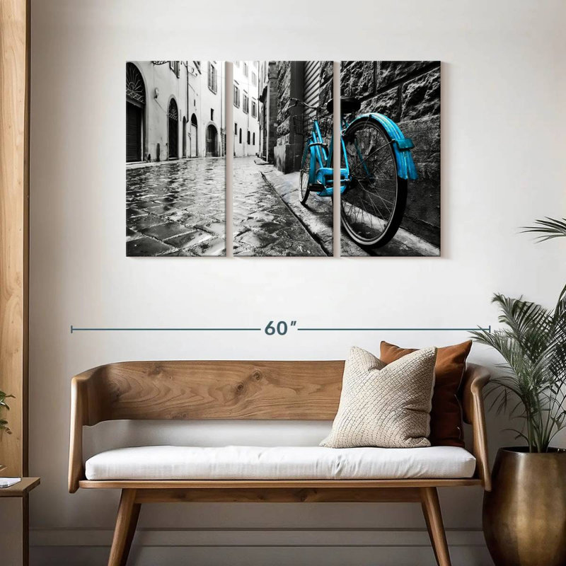 Mehar Retro Blue Bicycle, 28" H x 45" W
