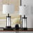 25" Black Metal Table Lamp Set with USB Type-C Ports and Built-in Outlet