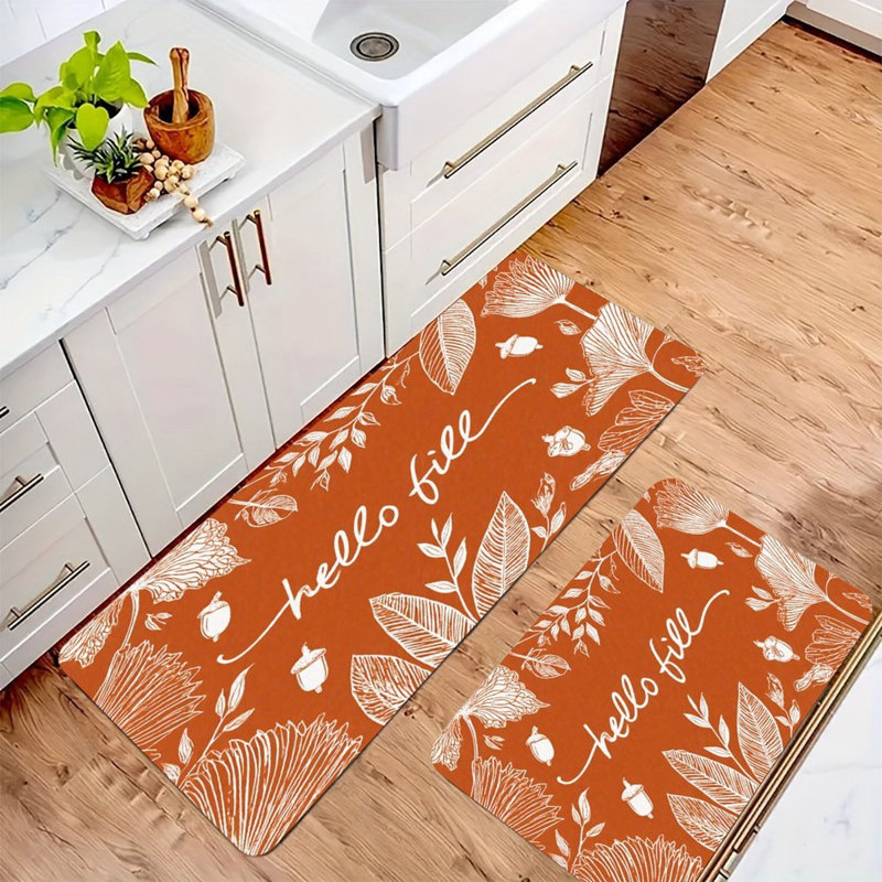 Hello Fall Leaves, 2 tapis de cuisine antidérapants