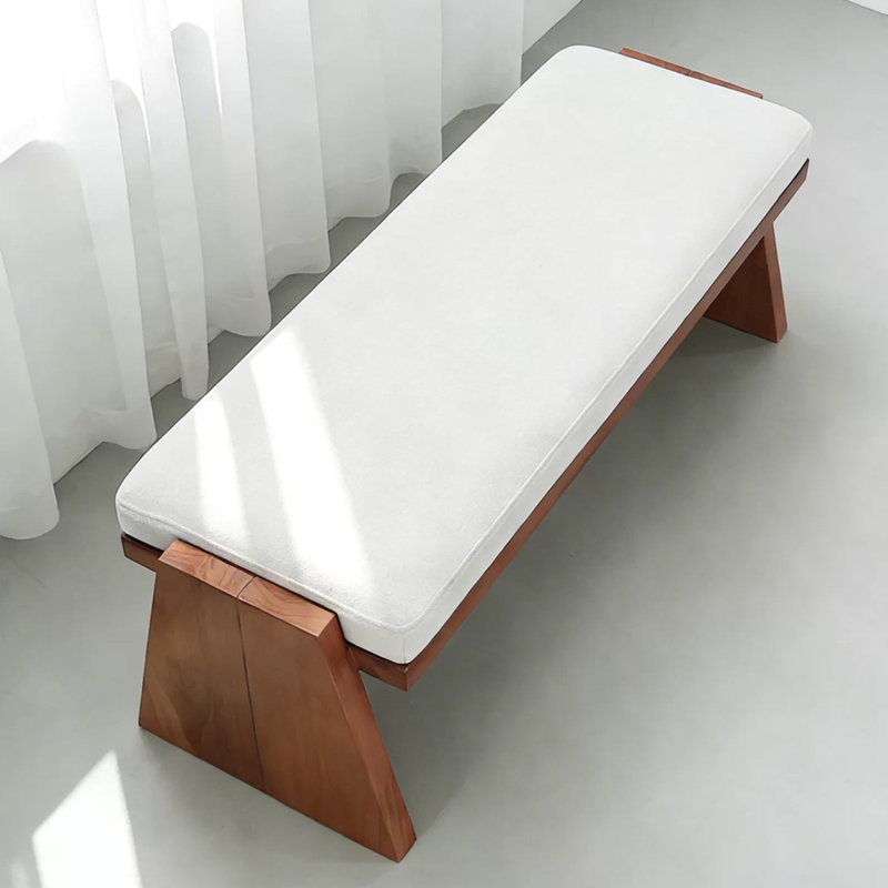 Banc rembourré blanc, H 17,72 po x L 55,12 po x P 17,72 po