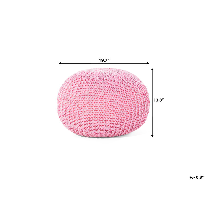 Arne 50cm Wide Round Pouf Ottoman, Pink