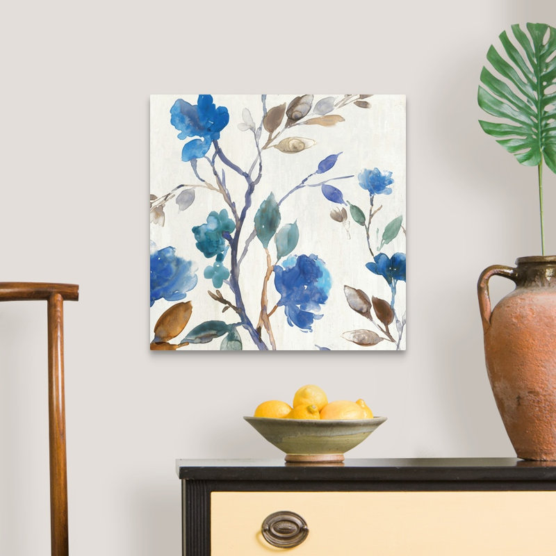 «Cobalt Peony I» par Asia Jensen, reproduction sur toile, H 20 po x l 20 po x P 1,25 po, Toile tendue