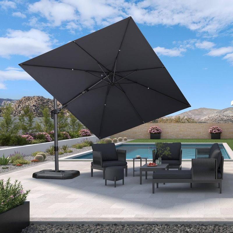 274cm X 365cm Rectangular Cantilever Parasol, Light Grey