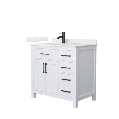 Meuble-lavabo simple autoportant 36 po avec plateau en quartz Beckett